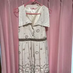 Ank Rouge ストライプ花柄刺繍ワンピース