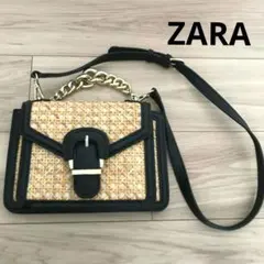 ZARA ザラ 2WAY クロスボディー ショルダーバッグ カゴバッグ ラタン