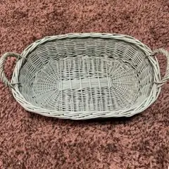 昭和レトロ　エメラルドグリーン　ラタンかご　バスケット　レトロポップ