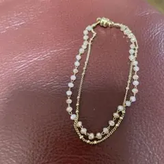 ☆新品☆ゴールドメッキ とローズビーズ 2連ブレスレット