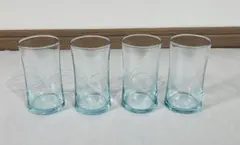 昭和レトロ　アデリア青色グラス　4ヶ