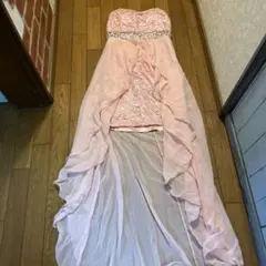 ピンク ストラップレス ロングドレス