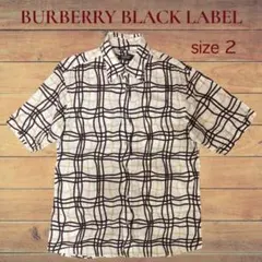 希少曲線チェック柄BURBERRY BLACK LABEL 半袖シャツ サイズ2