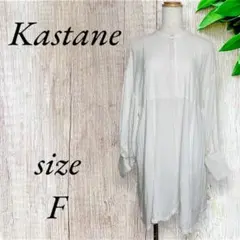 カスタネ チュニック ワンピース シャツ ブラウス プリーツ ホワイト 386