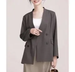 【nano・universe】ノーカラーWジャケット