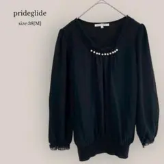プライドグライドprideglide✨美品✨シフォン切り替えセーター　7分袖　黒