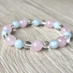 愛と癒しをそっと手元に添える/ローズ・アクア・水晶/パワーストーンブレスレット