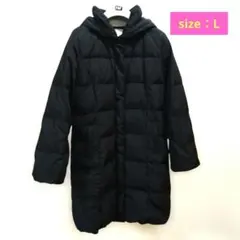 レディースフード付きブラックダウンジャケット