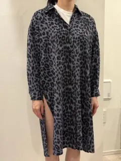 ヒョウ柄 レオパード柄 袖だけシースルー 柄シャツ グラディエーション 