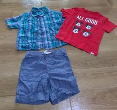 【100㌢】GAP 男子Tシャツ 短パン　Moujonjon半袖シャツ セット