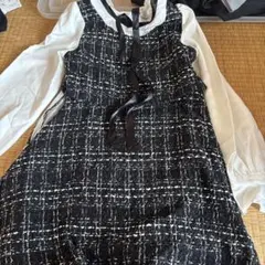 レイヤードチェックワンピース 黒と白 量産型