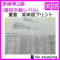 英検準2級 高校中級レベル 重要英単語プリント