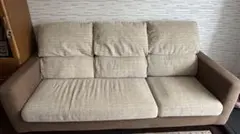 3人掛けソファ ベージュ×ブラウンのサムネイル