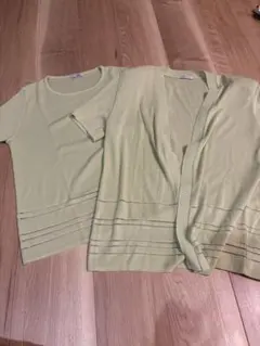 ライトグリーン カーディガン Tシャツ セット