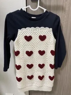 最終値下げpetitmainハートニットドッキングワンピース100サイズ