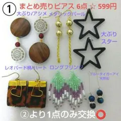 ① 感謝セール まとめ売りピアス6点☆599円