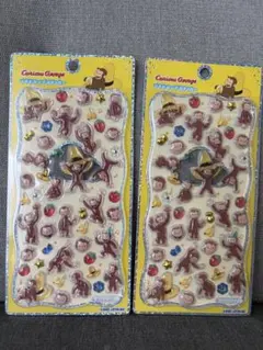 正規品　おさるのジョージ プチドロップステッカー 2枚セット