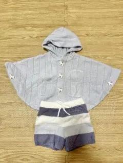 【新品タグ付き】gelato pique フード付きポンチョ&パンツセット