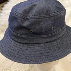 デニム風バケットハット ダークブルー　56.5センチ　美品