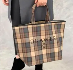 【美品】Drawer ドゥロワー ノベルティ チェック トートバッグのサムネイル