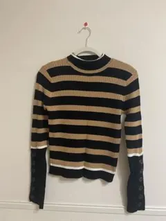 新品　未使用品　ZARA ザラ　ストライプ　長袖セーター　ニット　タートルネック