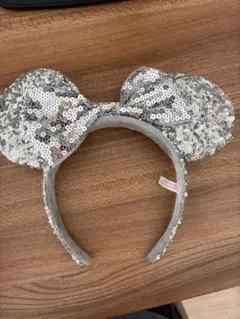 スパンコール ミニー　耳カチューシャ シルバー