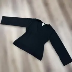 H&M 黒 Vネック 長袖ニット S