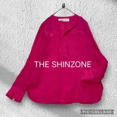THE SHINZONE ザシンゾーン　ノーカラーリネンシャツ　ピンクのサムネイル