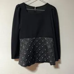 新品】黒のクルーネック長袖チュニック