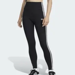 adidas スリーストライプス レギンス X-SMALL ブラック。タグ付き。