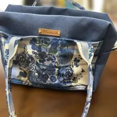 デニム花柄トートバッグ