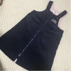 サイズ120 ジャンパースカート ミキハウス　コーデュロイ  紺色USED 美品