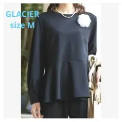 美品ハニーズ レディースM 黒 長袖 ペプラムブラウス フォーマル 裾フリル