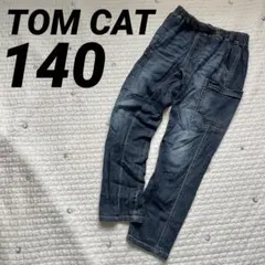 TOMCAT デニム カーゴパンツ ダークブルー 140 ウエストゴム 長ズボン