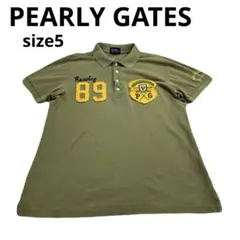 PEARLY GATES ゴルフ ポロシャツ 半袖 カーキ メンズ　春夏のサムネイル