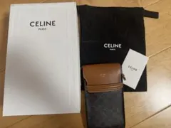 celine フラップ付きモバイルポーチ トリオンフキャンバス & ラムスキン