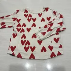 プリーズ赤いハート模様 長袖カットソー