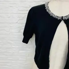 M-PREMIER パール付ボレロ　カーディガン　S