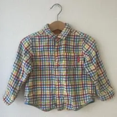 【数回使用】MIKI HOUSEミキハウス リバーシブルチェックシャツ90cm