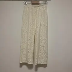 美品　サマンサモスモスブルー　総レース　アイボリーワイドパンツ　イージーパンツ