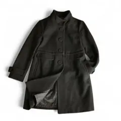 ナノユニバース　ウール　ロングコート　アウター　スタンドカラー　黒　M相当