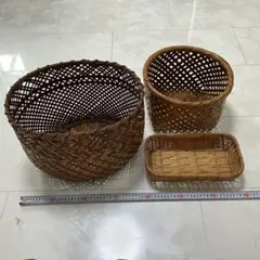 昭和レトロ 日本製手編み 3段吊り下げかご 収納 - メルカリ