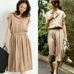 CLASSY×IENAコラボ テンセルモールスキンシャツワンピース38 M
