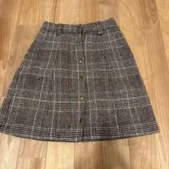 【美品】チェック柄ミニスカート ボタン　韓国　Mサイズ　秋冬　タイト　膝上