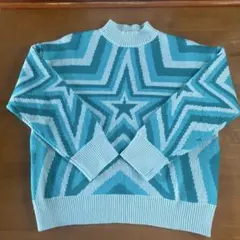 SHEIN シーイン スター柄 ハイネック長袖セーター ブルー系