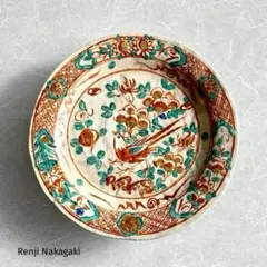 ◆SALE◆ 中垣連次 金彩粉引赤絵花鳥図高台大皿 【新品・送料込】 ◇SALE◇ 中垣連次 金彩粉引赤絵花鳥図高台大皿 【新品・送料込