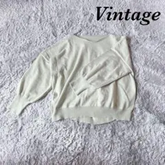 Vintage ヴィンテージ 長袖ニット ボートネック バックリボン カジュアル