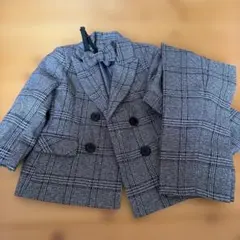 グレー系チェック ダブルブレストスーツ 100cm 秋冬
