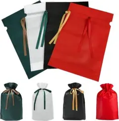 ラッピング 袋 リボン付き 不織布 小分け プレゼント用 4色8枚セット