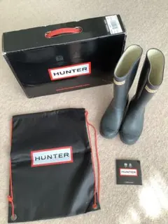 HUNTER キッズ レインブーツ 長靴 UK1 外箱　専用バッグ付きのサムネイル